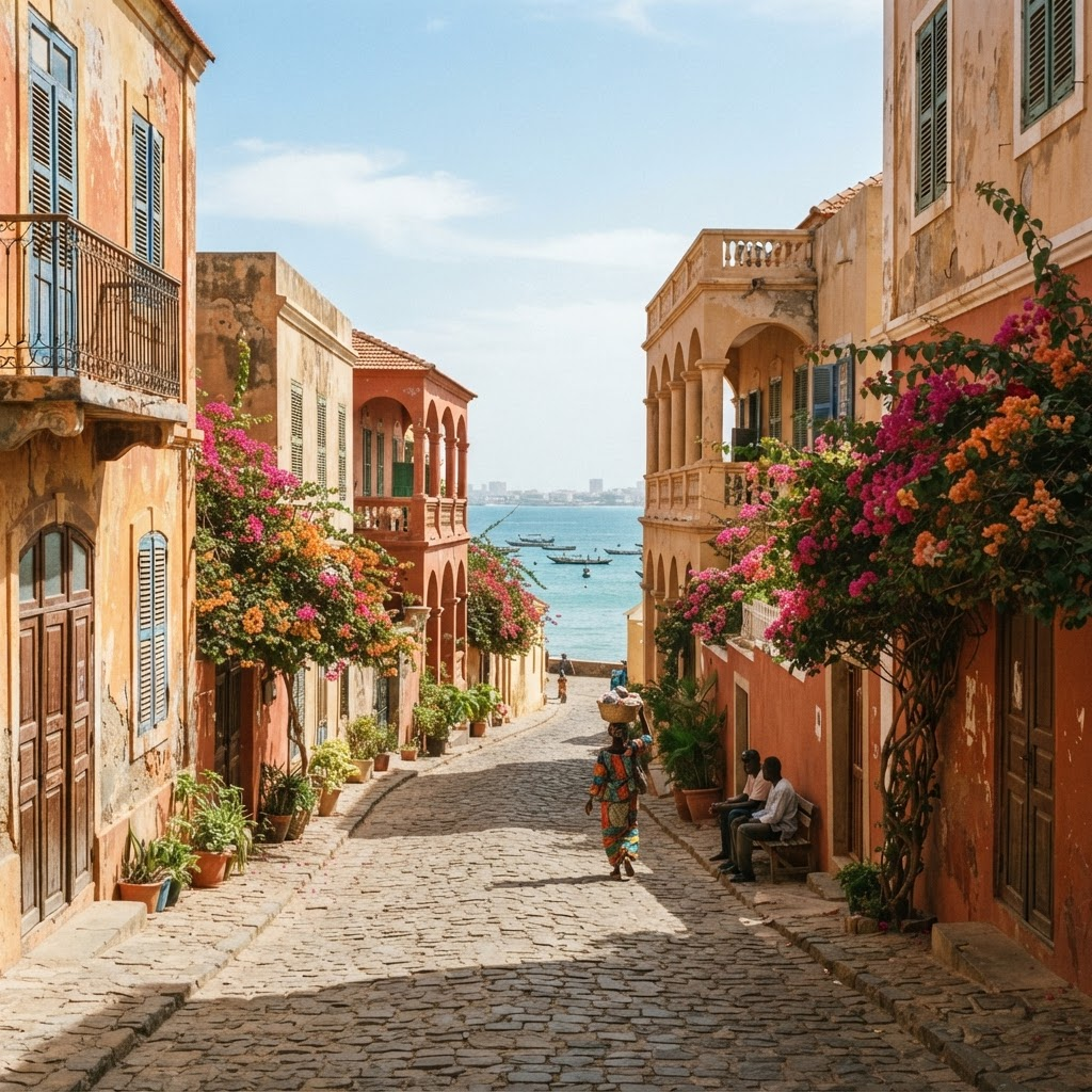 Maisons colorées de l'Île de Gorée au Sénégal